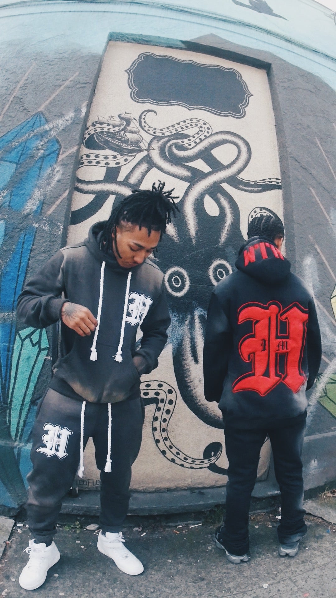 BLACK & RED STACKS SWEATSUITS