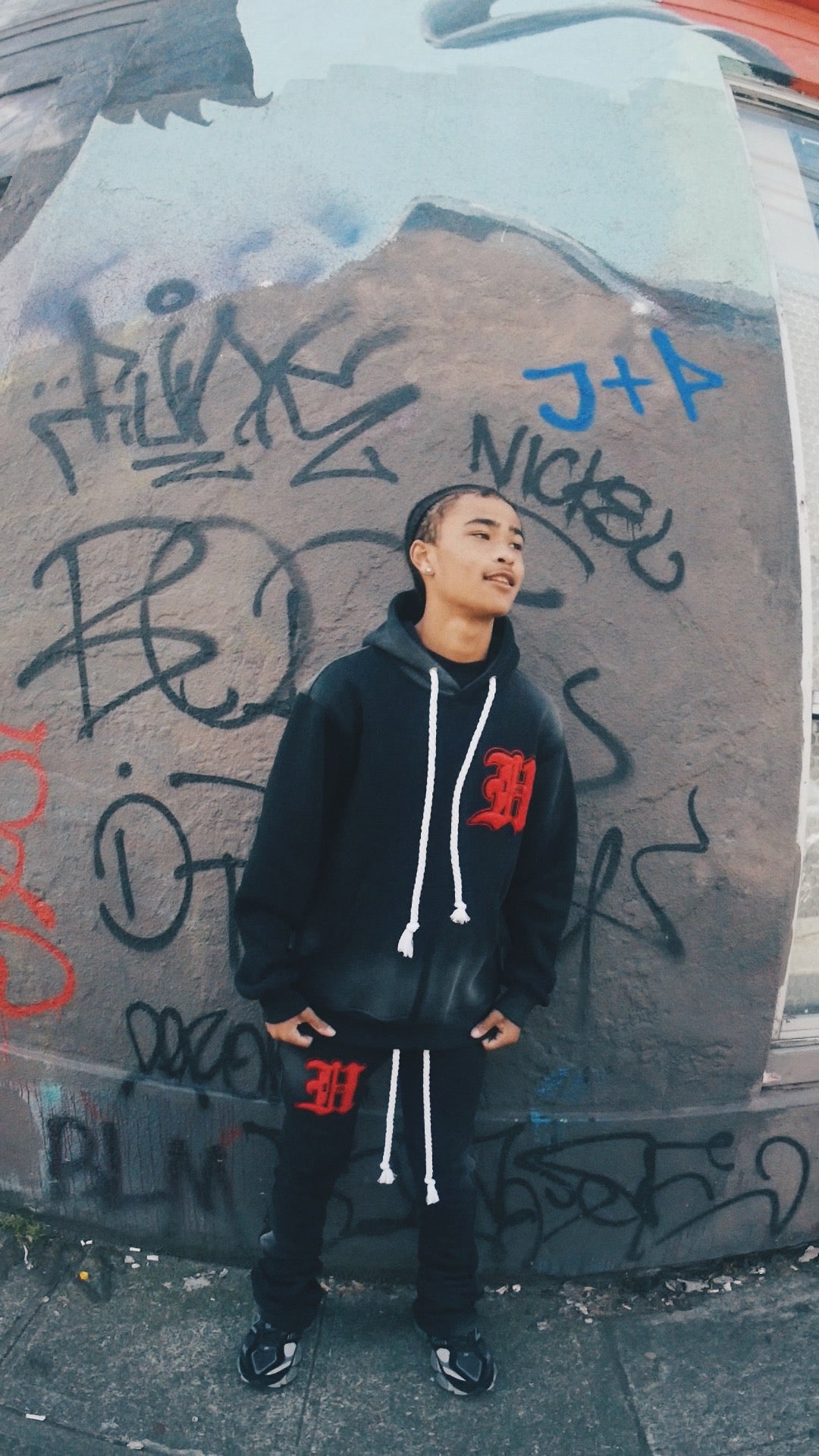 BLACK & RED STACKS SWEATSUITS