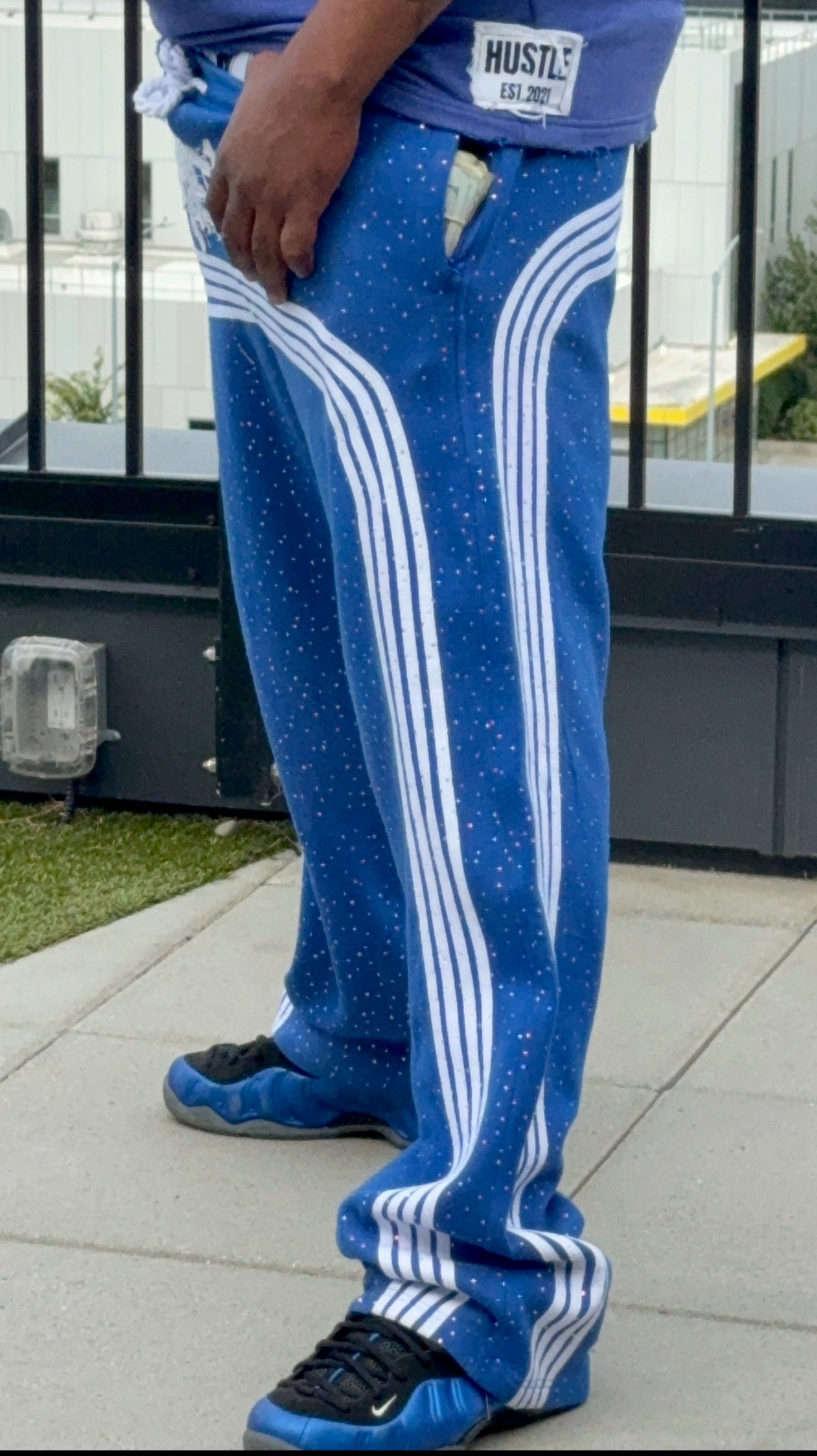 Acid wash baggy stacks with strips