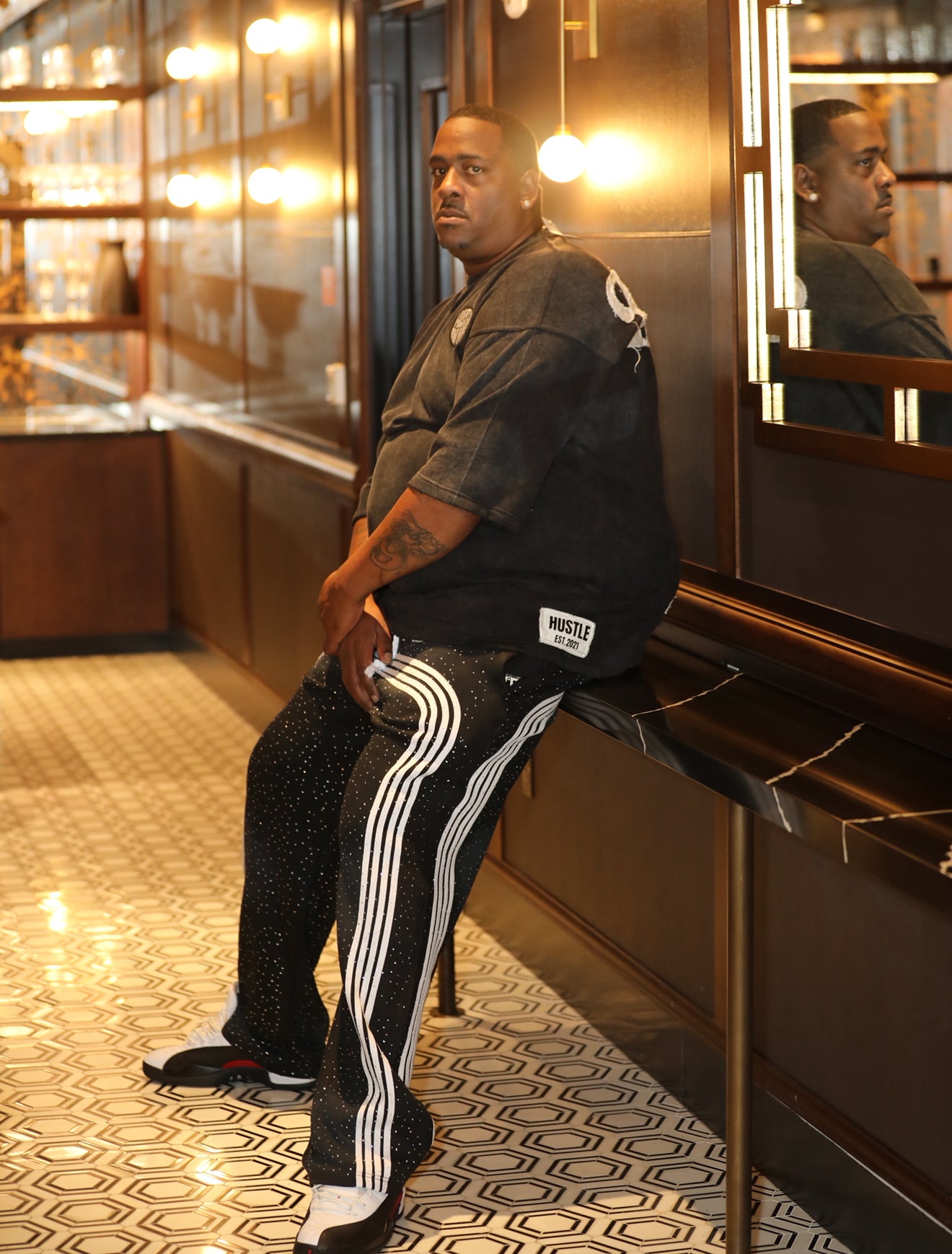 Acid wash baggy stacks with strips