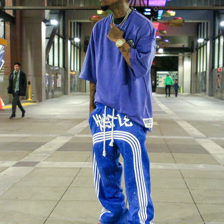 Acid wash baggy stacks with strips