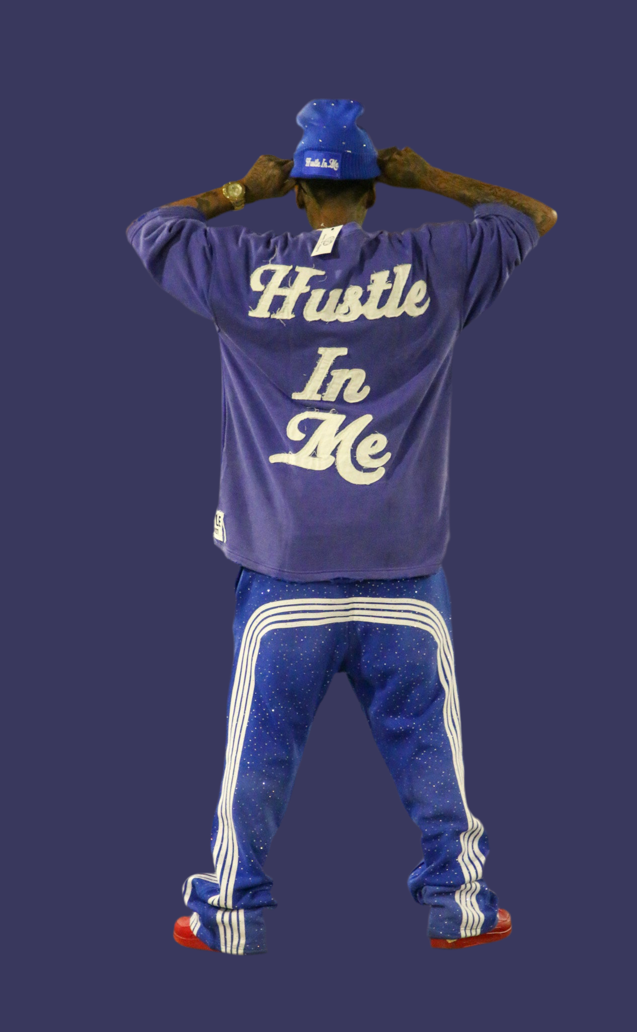 Acid wash baggy stacks with strips