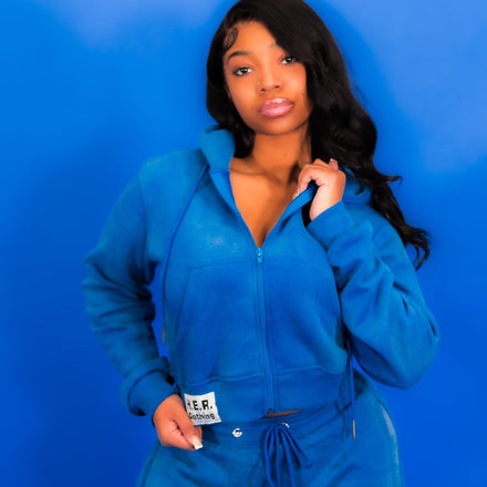 Royal Blue Cropped Stacked Ladies SweatSuits