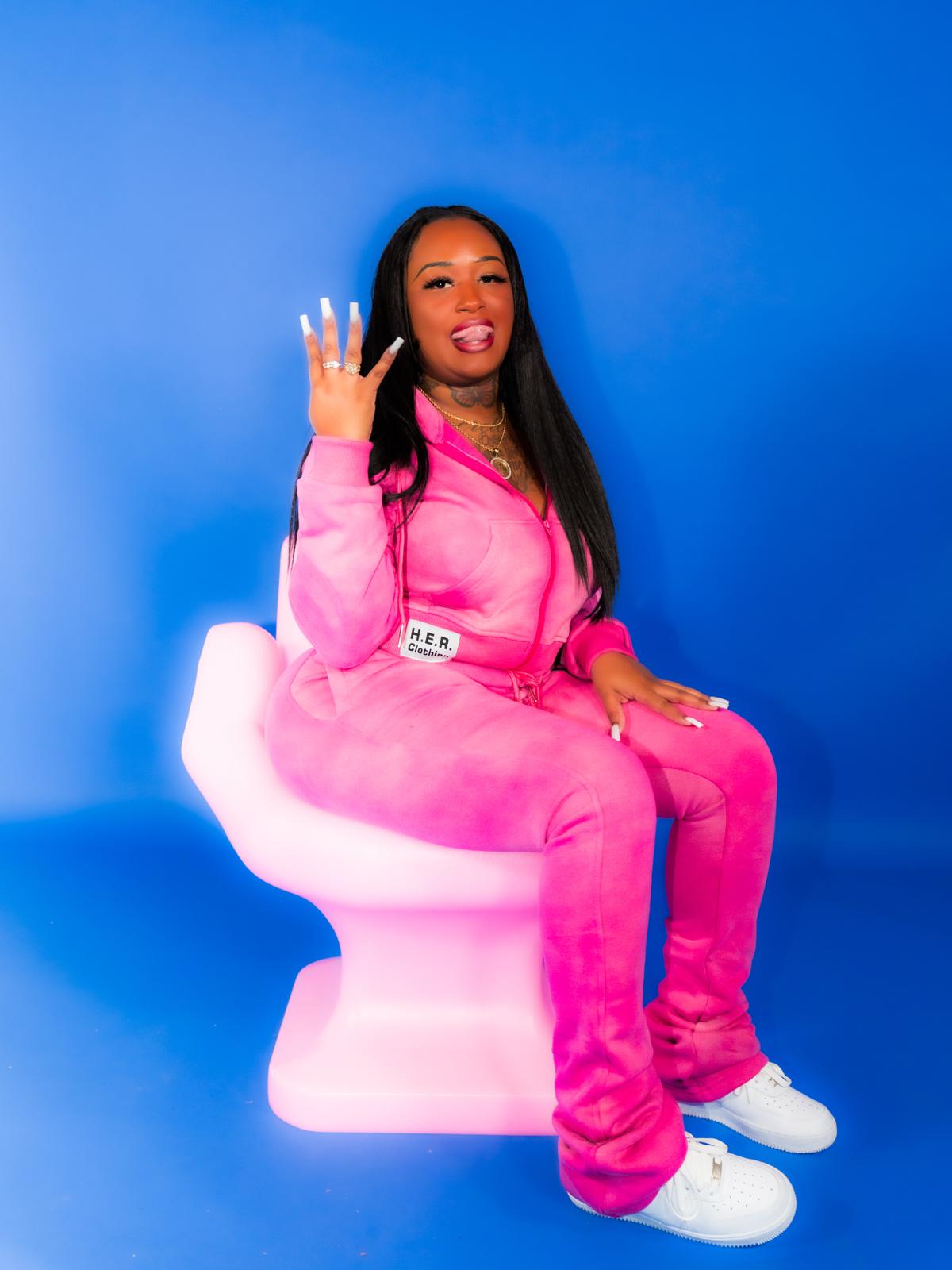 bubblegum pink Cropped Stacked Ladies SweatSuits